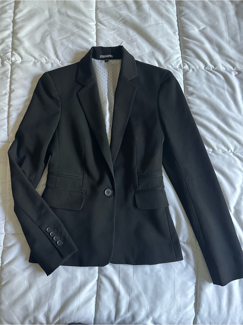 Express Black Single-Button Tailored Blazer